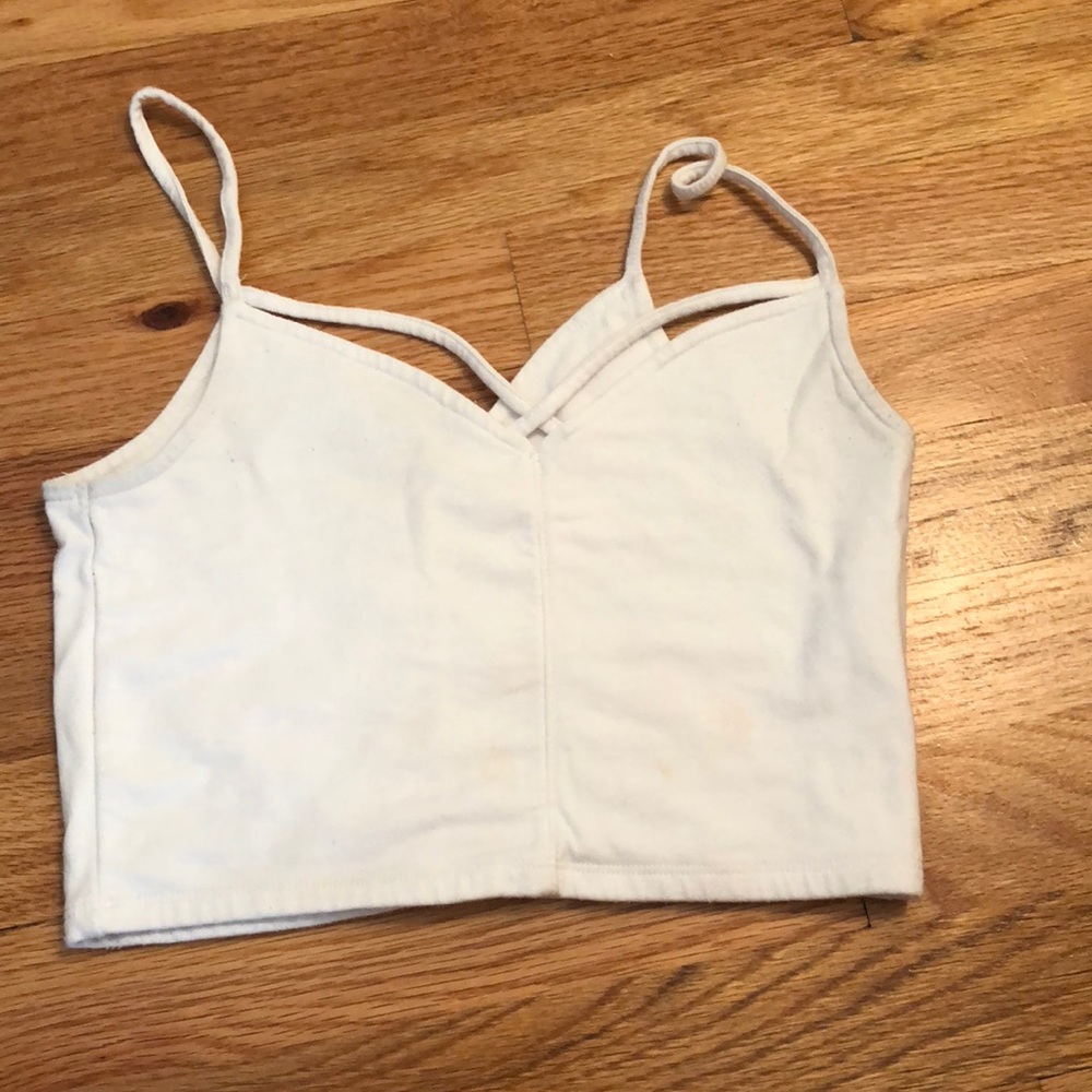 White criss cross crop tank